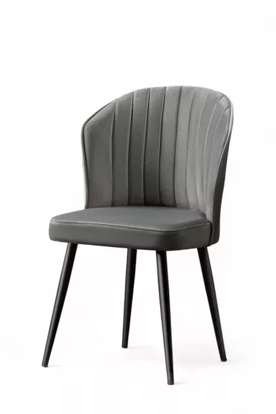 Sedia Rubi - Tessuto Grigio Babyface - Gambe in Metallo Nero - Sedia da Cucina - Sedia da Salotto