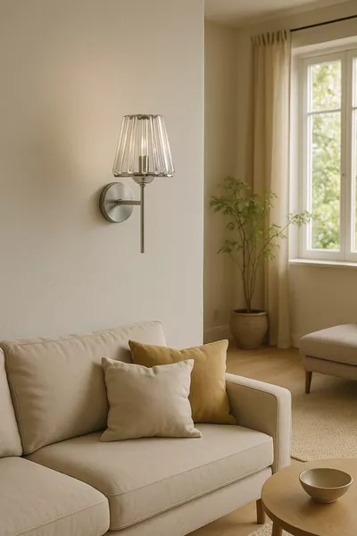 Kristallen met chromen knop draadloze batterijaansluiting wandlamp 1 stuk