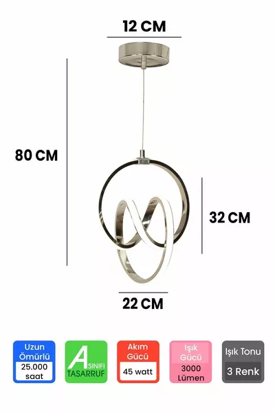 3-Color Chrome Remote-Controlled Dimmer 4-Mode Modern Pendant Signature LED Chandelier