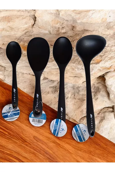 Non-stick, heat-resistant silicone spoon set. Colors may vary.