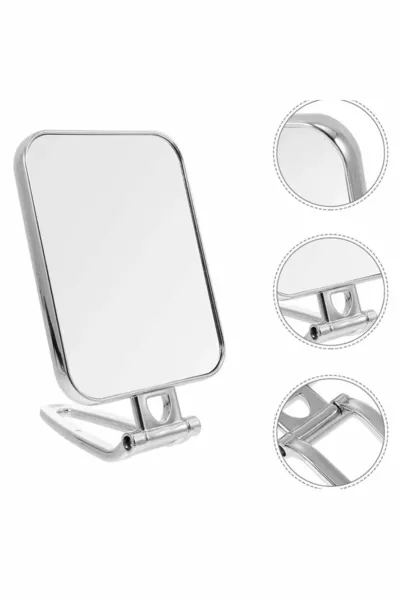 Specchio da viaggio/da trucco rettangolare a doppia faccia, specchio portatile