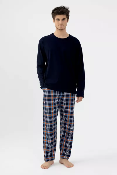 Herren Pyjama-Set aus Baumwolle mit langem Arm und kariertem Muster