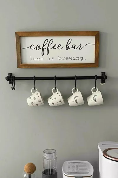 Wall-Mounted Decorative Spoon and Mug Rack with 6 Hooks