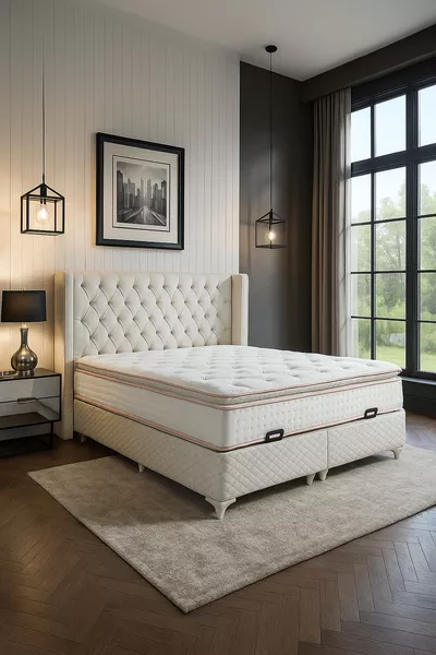 سرير بهيئة الأرنب من الفرو المخملي مع مرتبة مرنة كاملة ووسادة تقويمية