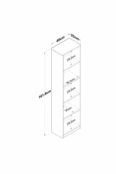 Rani Библиотека с 5 рафта за работен кабинет, модерна стена рафт, бяла - кошница орех