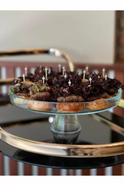  cm Footed Clear Glass Serving Plate