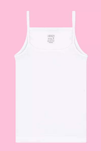 6-Pack Girls' White Tank Top, Spaghetti Strap, % Cotton, Soft and Stretchy Fabric