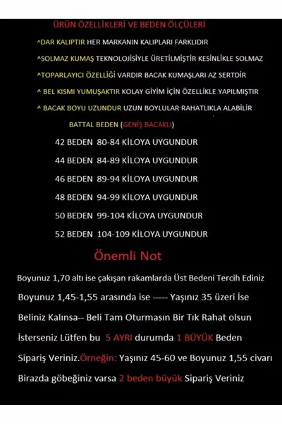 Große Größen Battal Jeans Dunkelblau S.o.l.m.a.z mit Nägeln (FORMEND) Unsere Größentabelle ist verfügbar