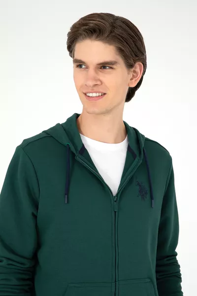 Heren Donkergroene Gebreide Cardigan 