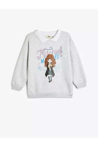 Лицензиран суитшърт на Harry Potter с риза яка и дълги ръкави с плюш