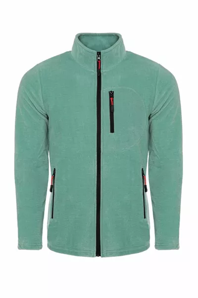 Pile con zip completa e 3 tasche colore verde pistacchio