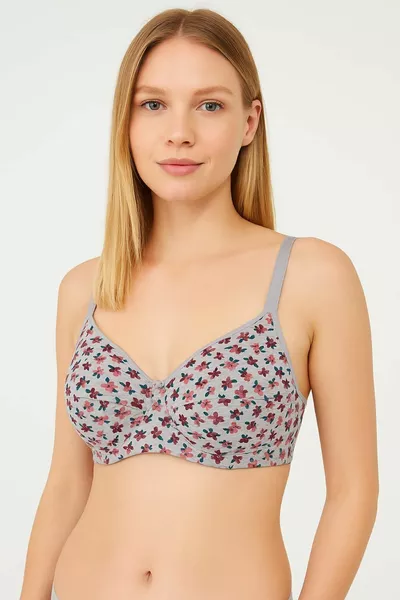 Reggiseno Morbido Sottile a Fantasia con Imbottitura – Senza Ferretto & Senza Supporto – Modello Comodo in Cotone – Fantasia Mista