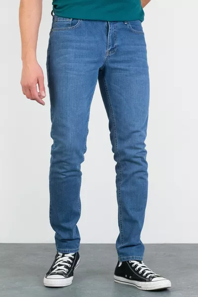 Men's Brenden Light Blue Washed Slim Fit Stretch Denim Jeans