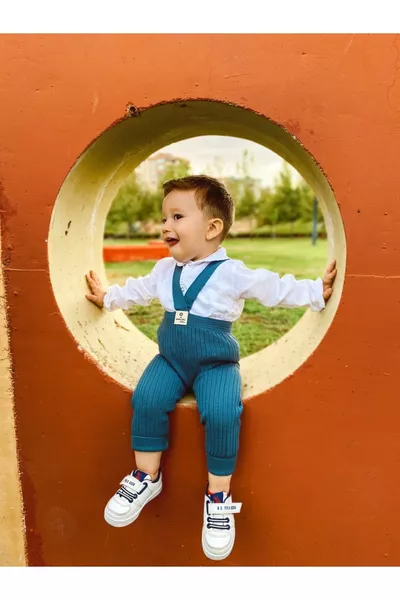Salopette pour bébé et enfant à bretelles croisées réglables Indigo