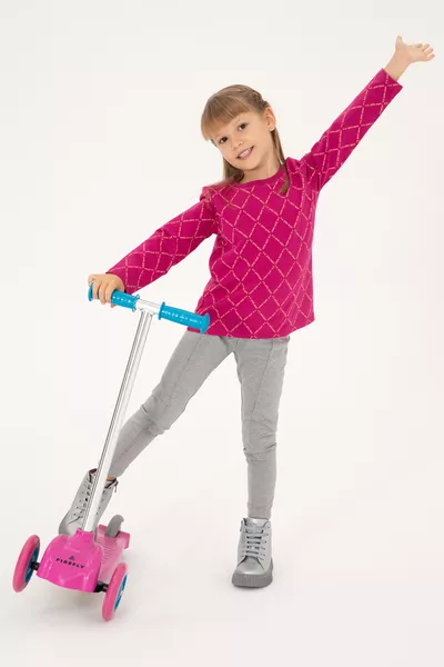 Mädchen Graue Melange Leggings 