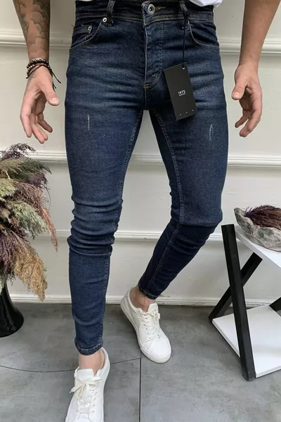 Herren Slim Fit Stretch-Jeans mit Laserbehandlung in Kaffee-Tönung
