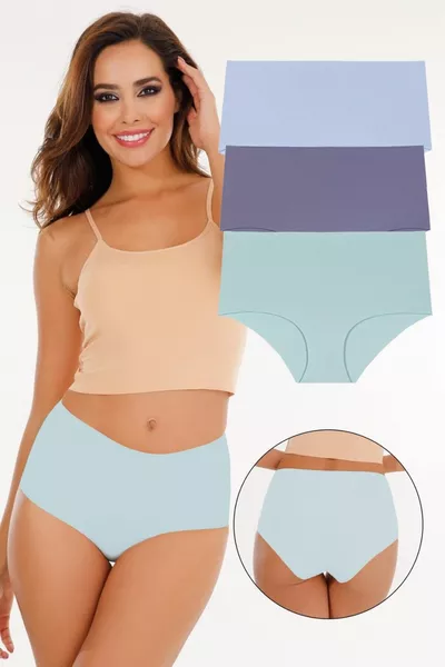 Damen Hochtaillierter Laser-Cut 3er Slip-Set 