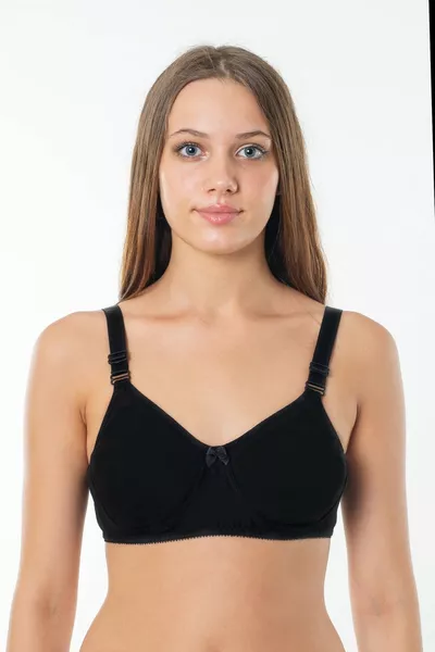 Kadın Siyah Desteksiz Dolgusuz Balensiz Klasik Penye Sütyen