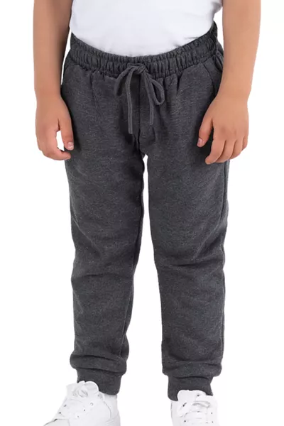 Pantaloni da tuta in cotone invernali per bambini, con doppie tasche, colore grigio fumo