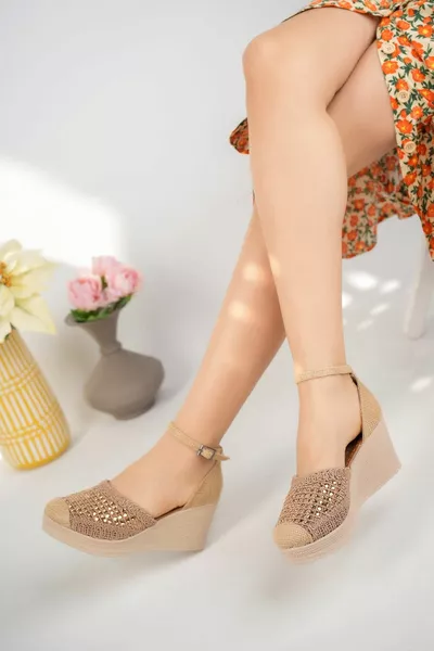 Semelle rembourrée fermée dos fermé pierre d’extérieur vison chaussures femme