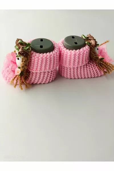 Baby Girl Knitwear Booties - Pink