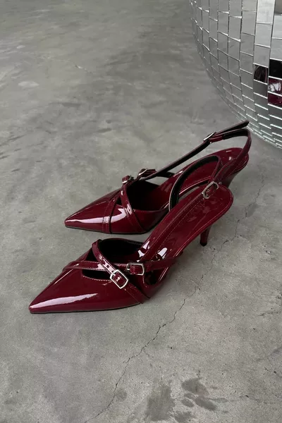 Dames Bourgondië Lakleren Stiletto