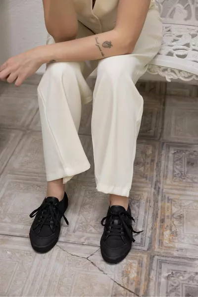  Black Mesh Lace-Up Sport voor dames