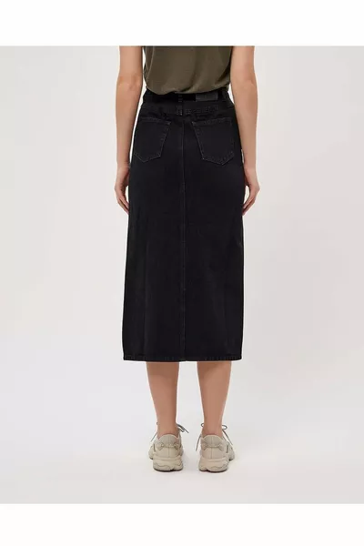 Skirt Anthracite Denim Skirt Slit Midi