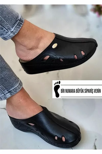  Женские черные ортопедические тапочки на подошве сабо