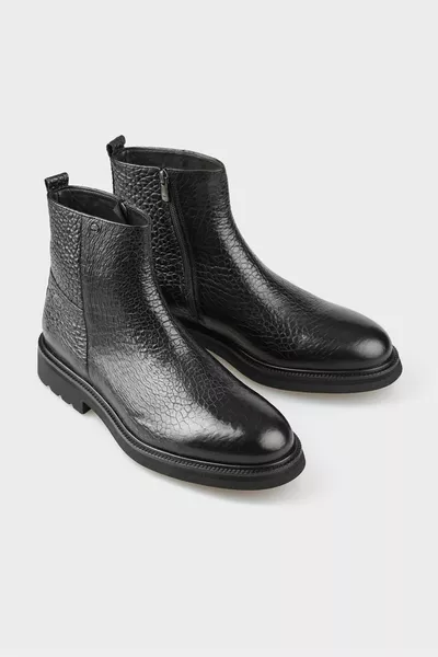 Черни кожени мъжки ежедневни ботуши