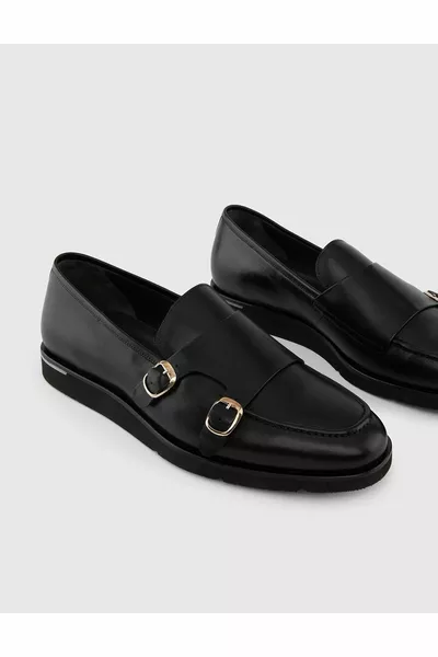 Mads جلد طبيعي للرجال أسود أحذية كاجوال