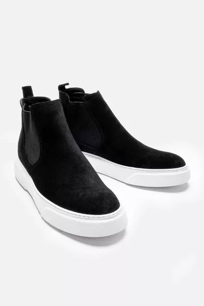 Genuine Leather Suede Black Ultra Comfortable And Lightweight Chelsea Men's Boots 