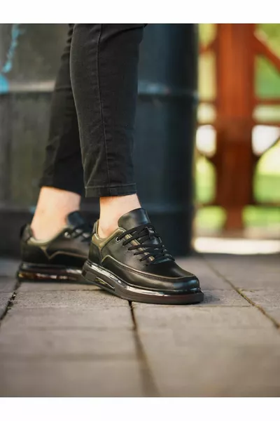  SNEAKERS NERE IN VERA PELLE SCARPE DA UOMO