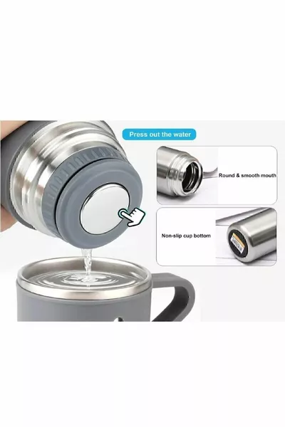 Термос от неръждаема стомана Хром Цвят 3 чаши Комплект термос Комплект вакуумен термос