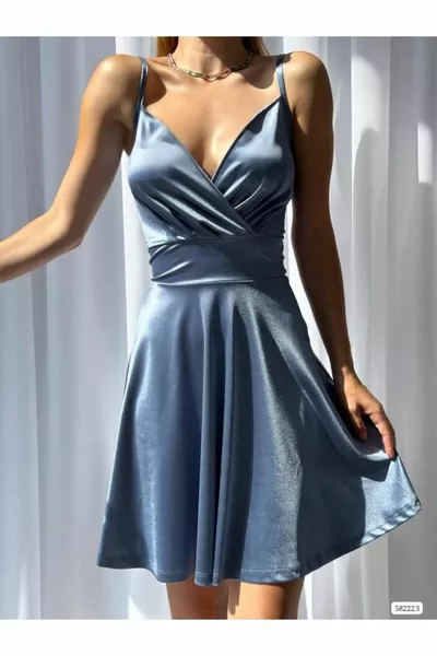 Abito da sera in raso doppiopetto con cinturino sottile Florida