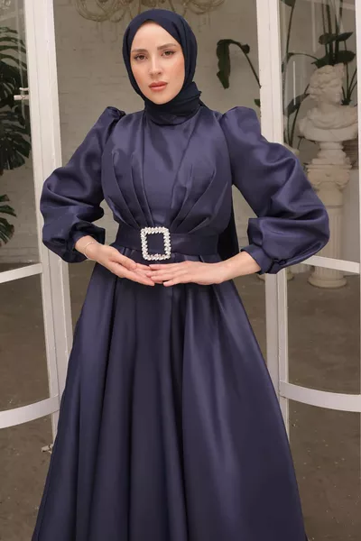 الأزرق الداكن بالون الأكمام رايات مساء اللباس