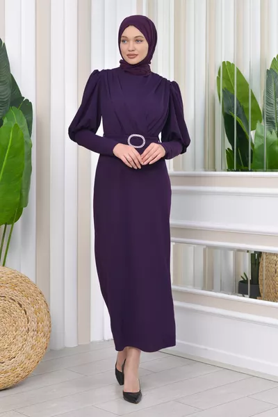 Cross Scuba Crepe Design Hijab Evening Dresses