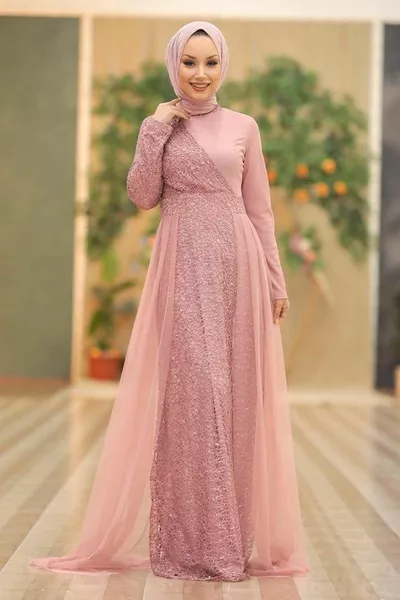 فستان سهرة محجب - فستان سهرة محجوب بالترتر pd