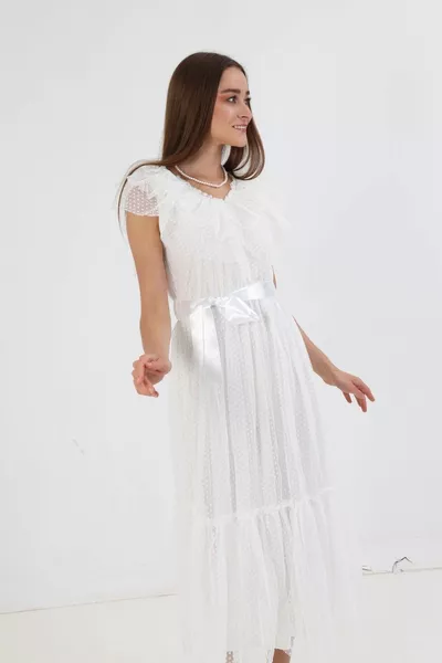 Polka Dot Tulle Zero Sleeve Dress