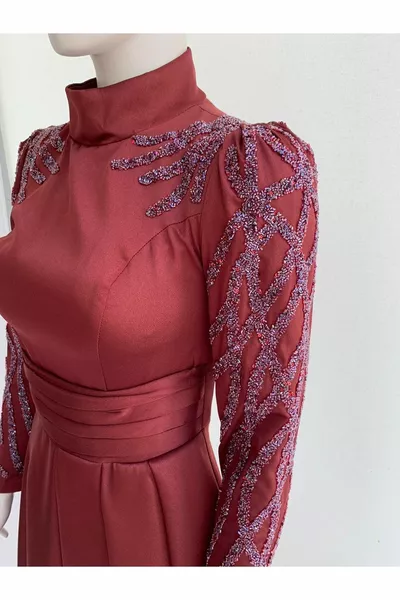 Nisaca لؤلؤ مطرز الساتان الحجاب مساء اللباس