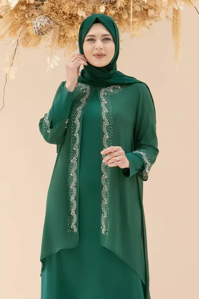 Очарование - Вечерна рокля - Изумруд - 