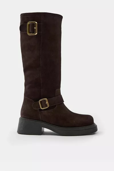 Guido Brown велурени дамски ботуши от естествена кожа