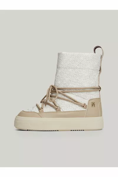 حذاء ثلجي بأربطة Monogram للسيدات - أنيق وساخن