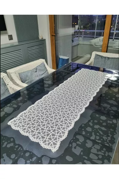 Chemin de table unique avec détails en dentelle française, chemin de table pour table, chemin de table