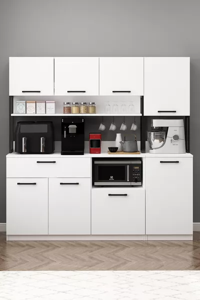 Armadio Ervin Airfry eb Bianco Multifunzionale con 3 Ante, Angolo Caffè con Armadio Multifunzionale