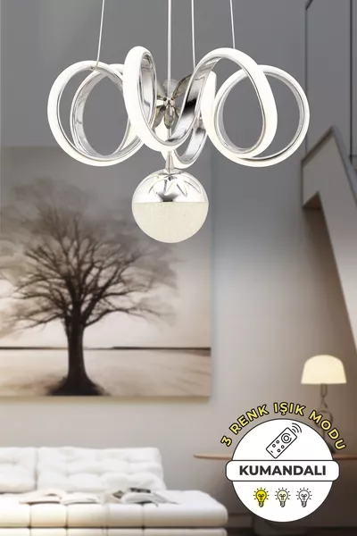 Venus Remote-Controlled 3-Color Light Feature Dimmer Modern Coating Pendant LED Chandelier for Living Room and Kitchen
