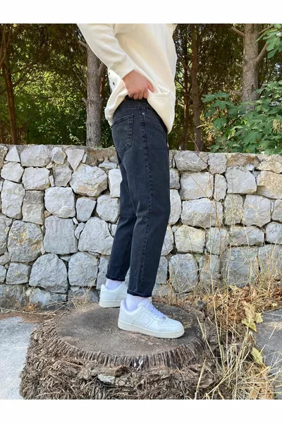 Pantaloni Boyfriend neri lavati