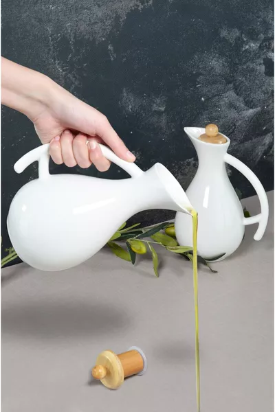 Фарфоровая бамбуковая вакуумная бутылка с крышкой из боросиликатного стекла для масла и уксуса  мл