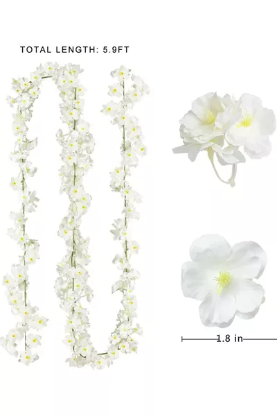 Изкуствена луксозна пролетна клонка с бръшлян, японска череша ( см) за ограда на градина, стая, балкон, листа на роза, акация, хортензия