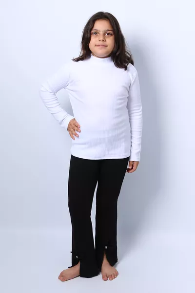 GIRL'S KNIT BODYSUIT PLAIN TURTLENECK 